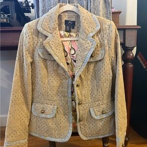 True Meaning Beige Jacket with Polka Dots